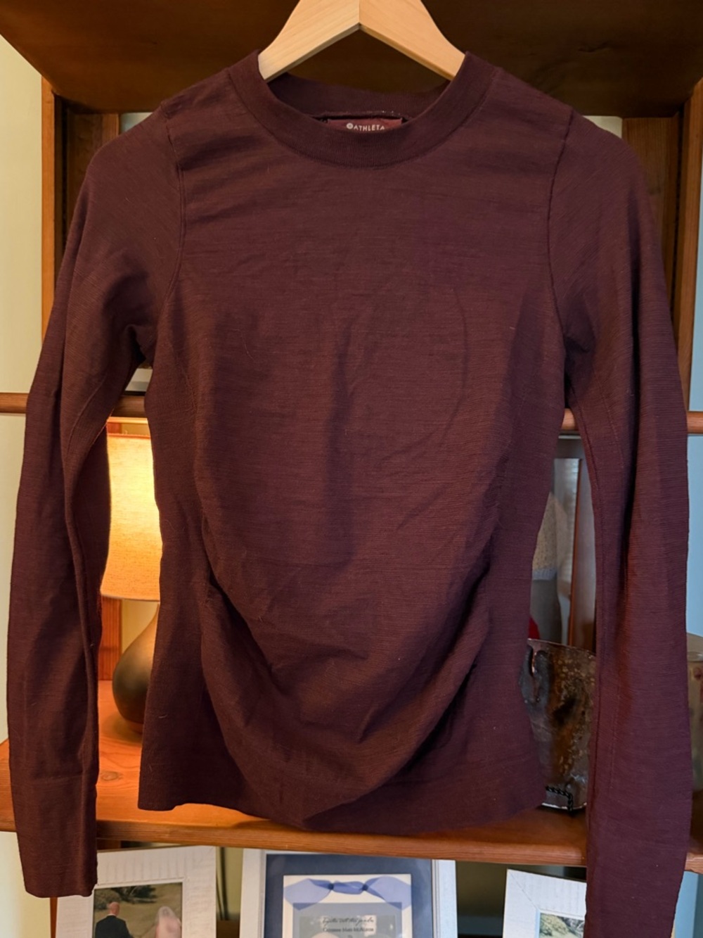 Athleta Remarkawool Long-Sleeve Crew Neck Top in Deep Plum